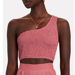 NWT SWF Smocked One-Shoulder Crop Top Pink Large